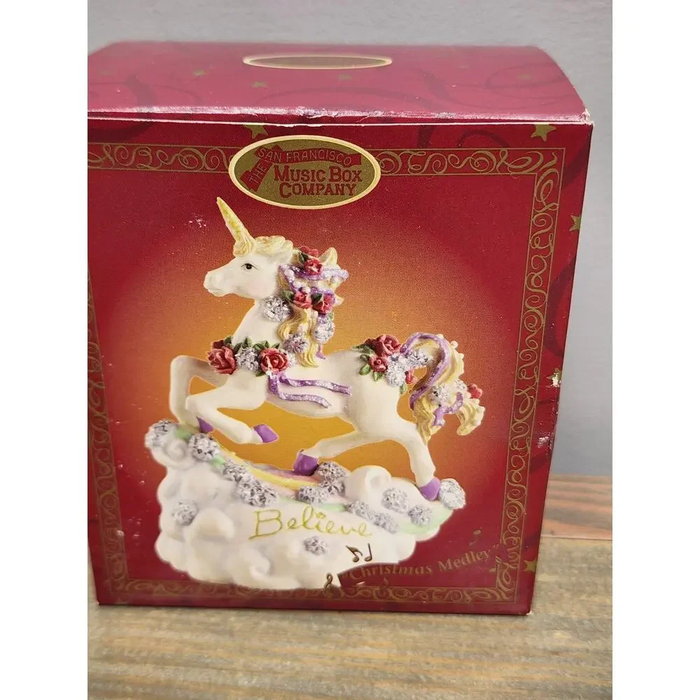 BELIEVE Unicorn Ornament San Francisco Music Box Marjorie Sarnat Not Playing